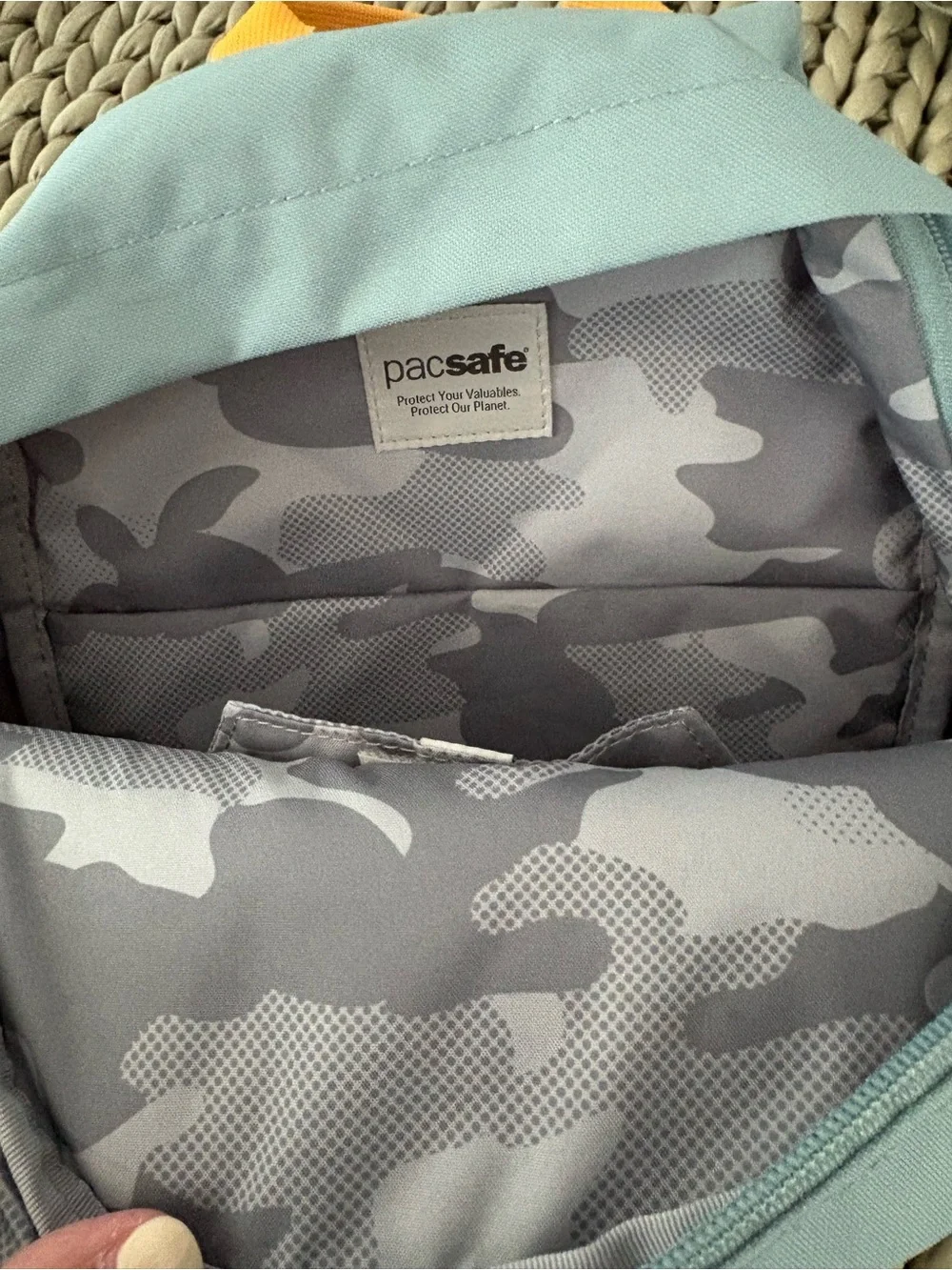 Pacsafe Sky Blue & Tan Anti-Theft Travel Backpack